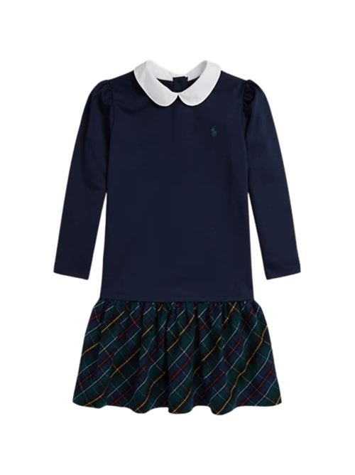 Abito da bambina con gonna a quadri, colore cruise navy. POLO RALPH LAUREN | 313979049001